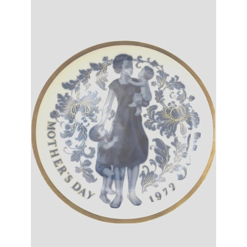 Vintage Santa Clara Plate Porcelain Collector Made Spain 1972 Blue Mothers Day